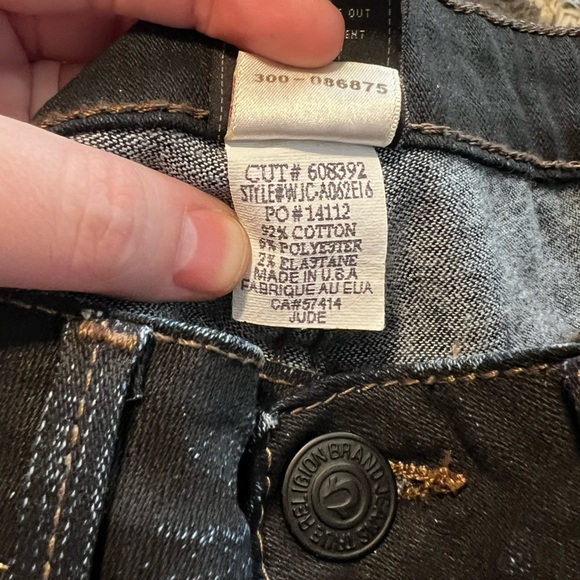 True Religion Jude Super Low Rise Skinny in Asphalt w/ Rips - Picture 10 of 12